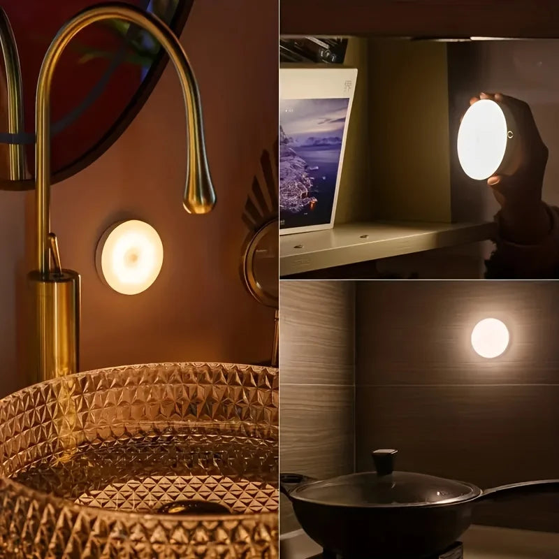 Smart LED Night Light with Motion Sensor, USB Rechargeable Bedside Lamp for Living Room, Hallway, Pathway, Toilet, Home Lighting