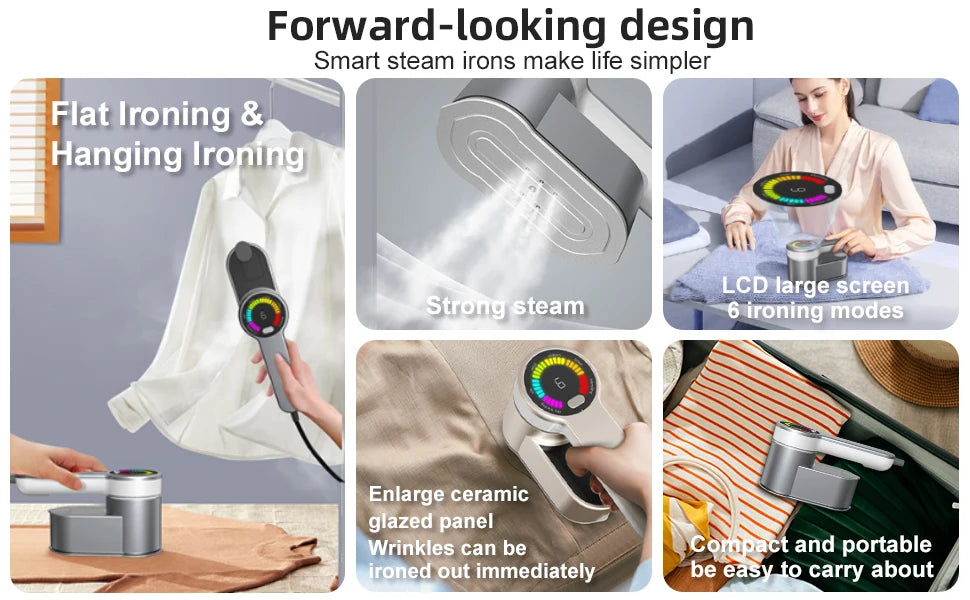 New Intelligent Steam Ironing Machine Portable Travel Steamers for Clothes LCD Diplay Screenc Mini Handheld Garment Iron Steamer