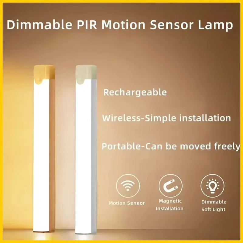 Smart Motion Sensor NightLight Ultra-Thin 3Color Temperatures USB-Rechargeable for Wardrobes Stairs Cabinets Home and Office Use