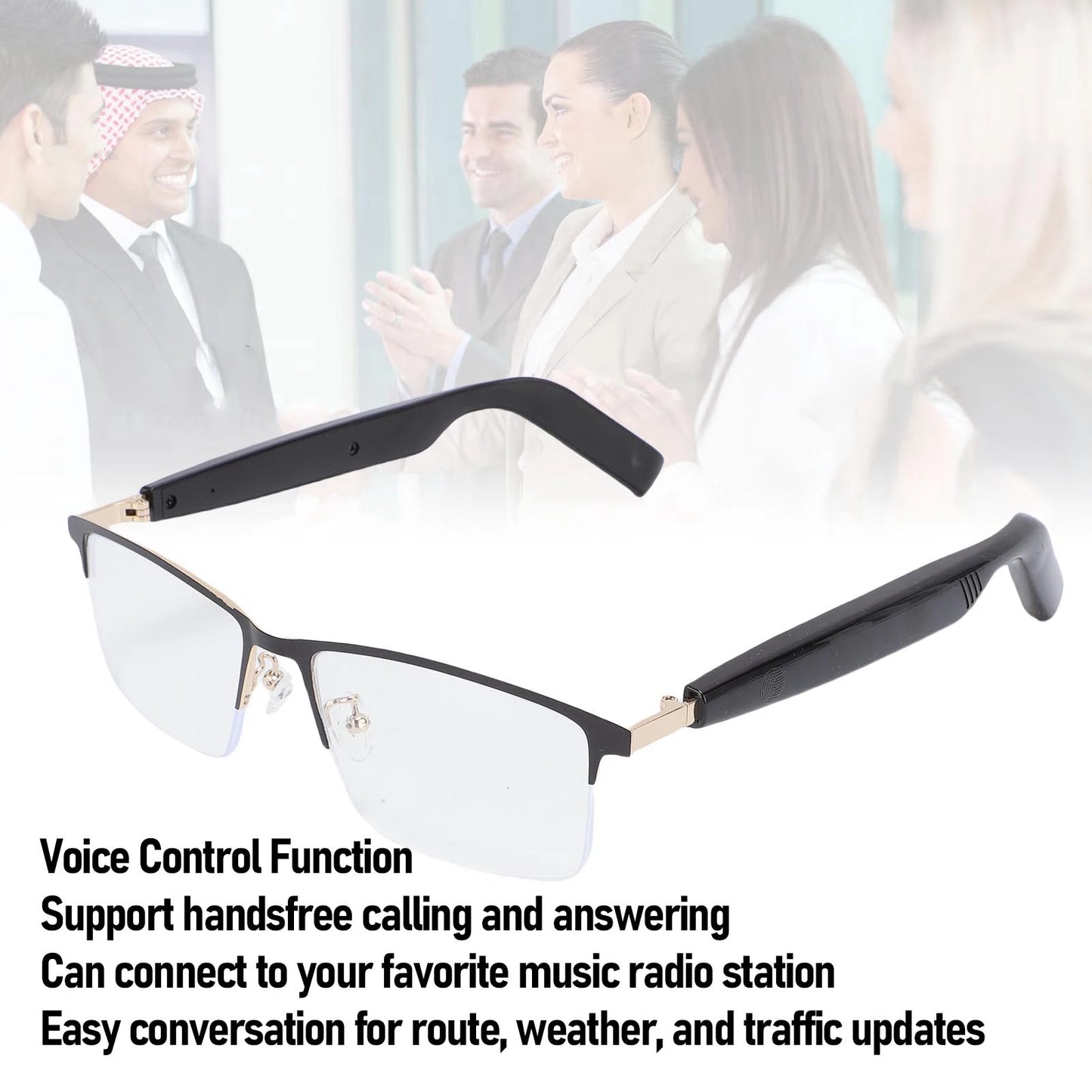 Smart Glasses Bluetooth 5.4 Built in Mic and Speaker IP54 Proof Blue Light Filtering Voice Control Smart Glasses for Daily Use