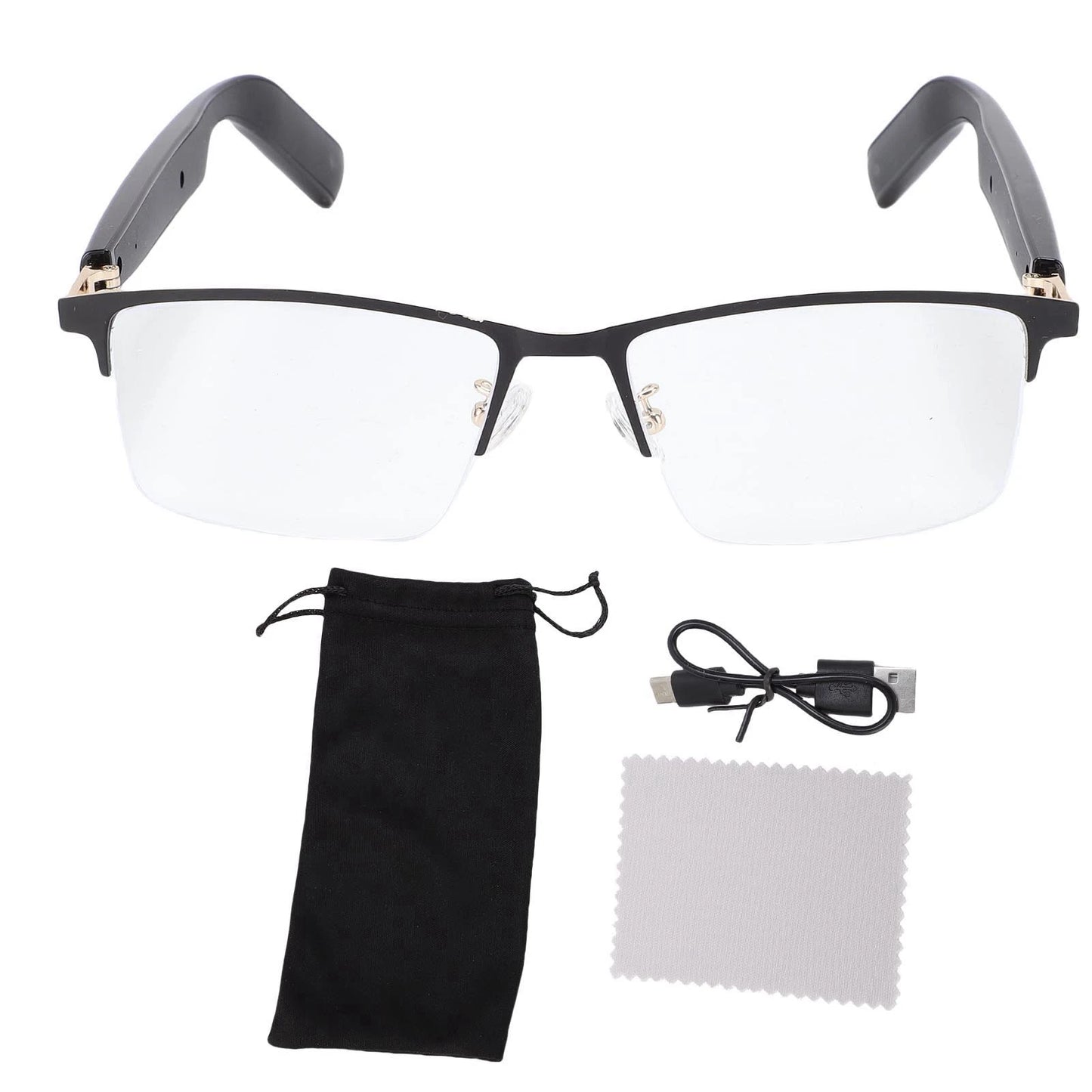 Smart Glasses Bluetooth 5.4 Built in Mic and Speaker IP54 Proof Blue Light Filtering Voice Control Smart Glasses for Daily Use
