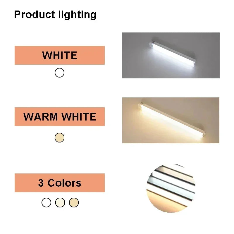 Smart Motion Sensor NightLight Ultra-Thin 3Color Temperatures USB-Rechargeable for Wardrobes Stairs Cabinets Home and Office Use